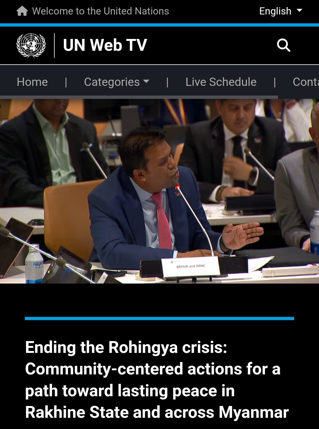 BROUK President Tun Khin Speaks at UN Side Event on Rohingya Protection and Justice