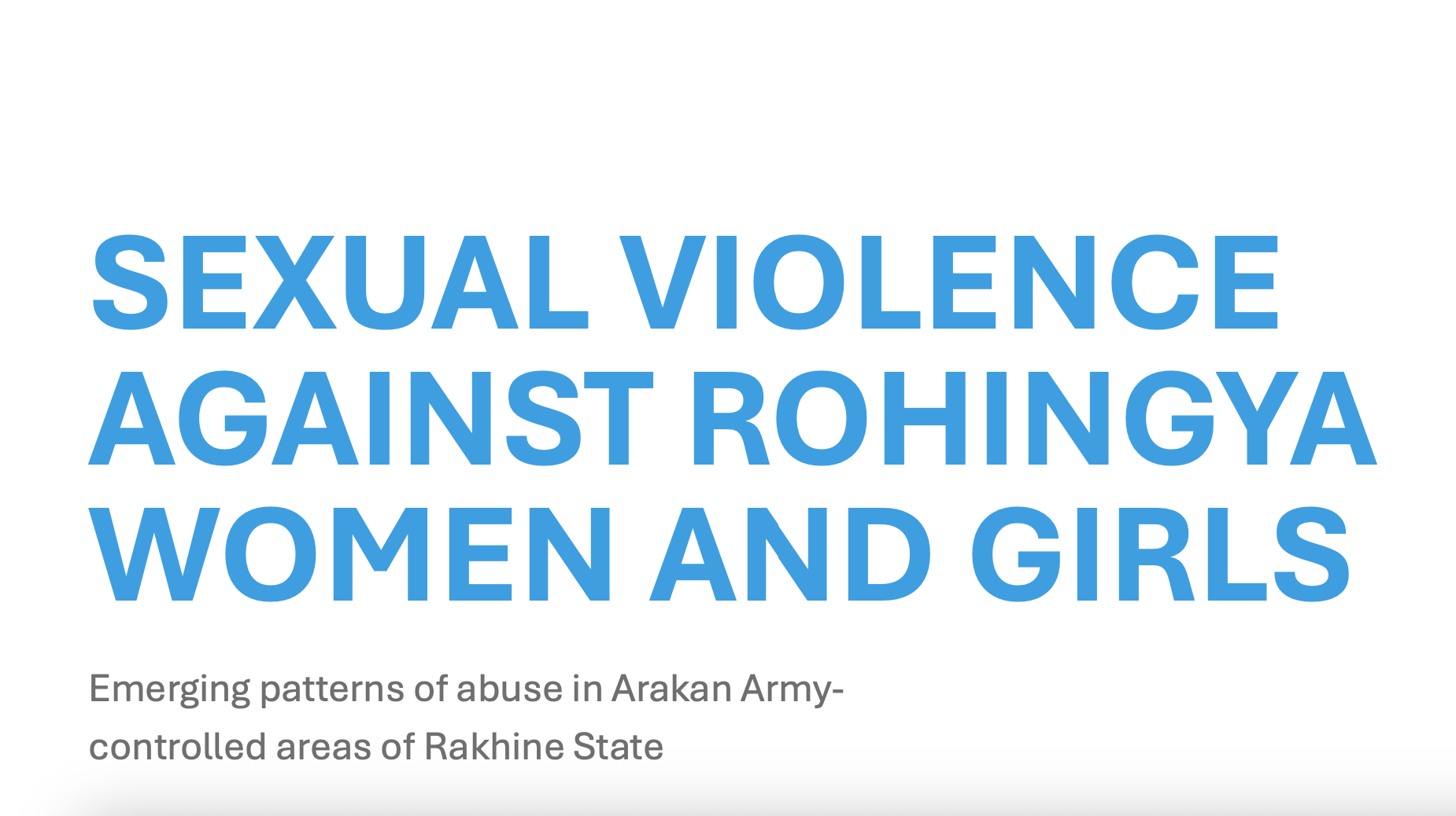 Rohingya women and girls facing escalating sexual violence under Arakan Army control